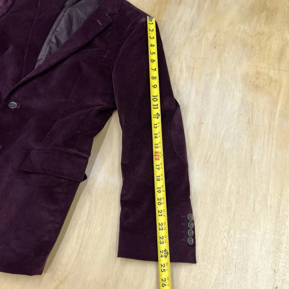Stafford Corduroy Blazer Jacket Sport‎ Coat Mens 42R Slim Fit Stretch Burgundy